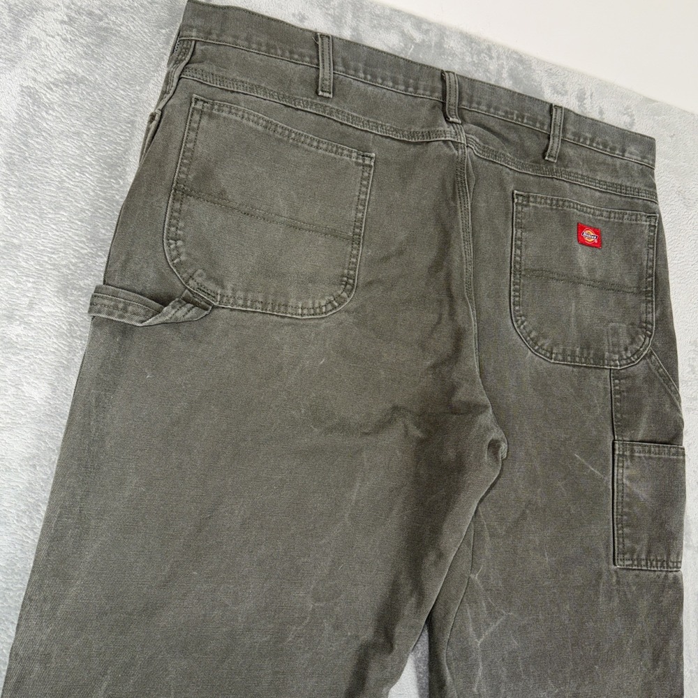 Dickies Carpenter Pants Men's 42x30 Olive Green Relaxed Fit Canvas Workwear - Picture 8 of 11